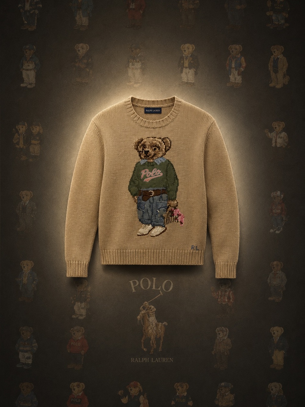 Polo by Ralph Lauren Tan Bear Sweater (authentic)